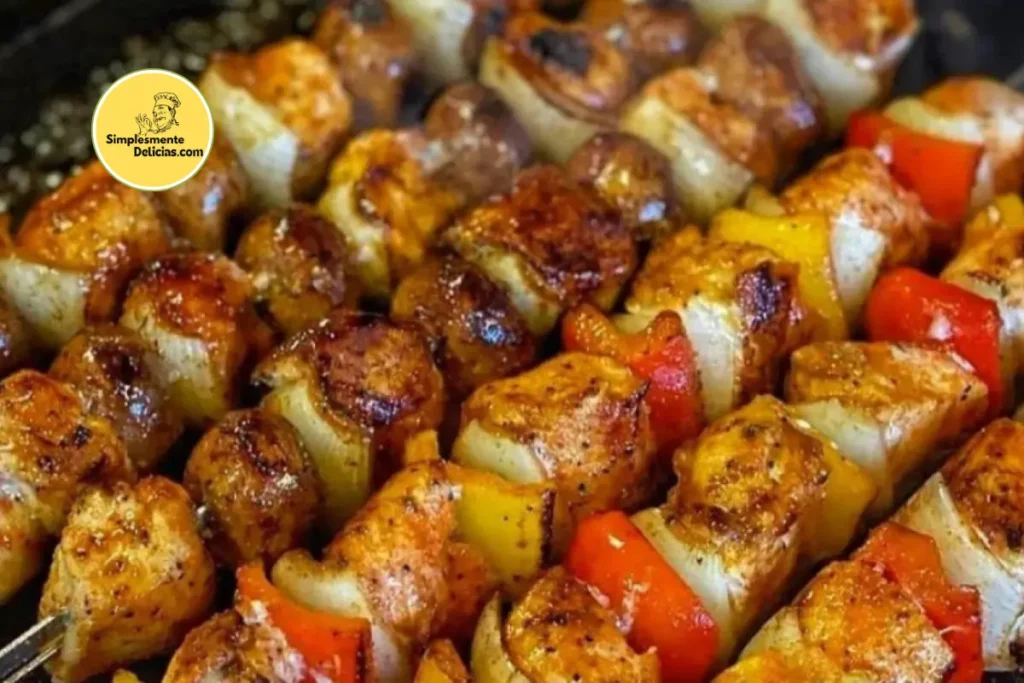 Espetinhos de Frango com Legumes Grelhados